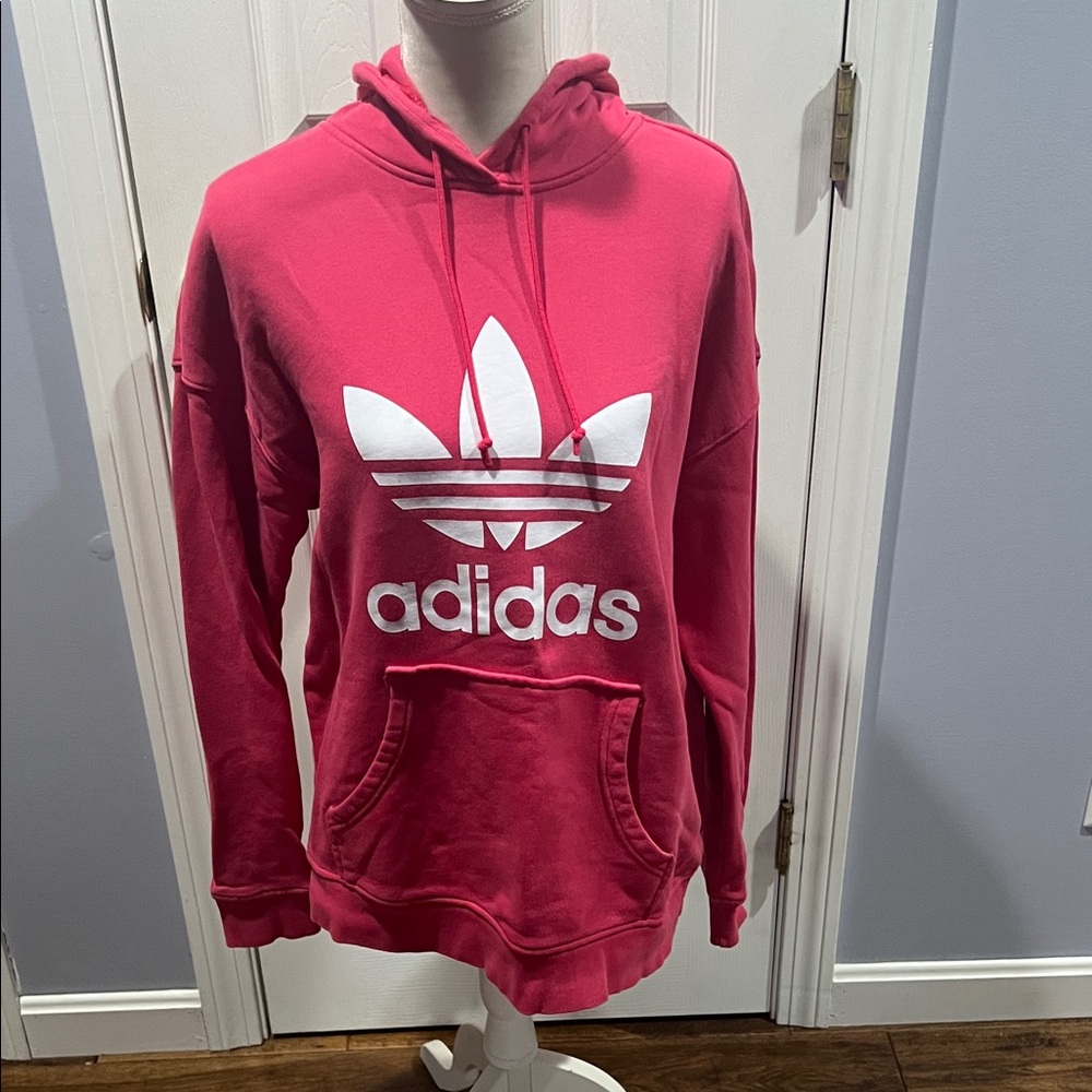adidas Women’s Hot Pink Trefoil Hoodie Sweatshirt